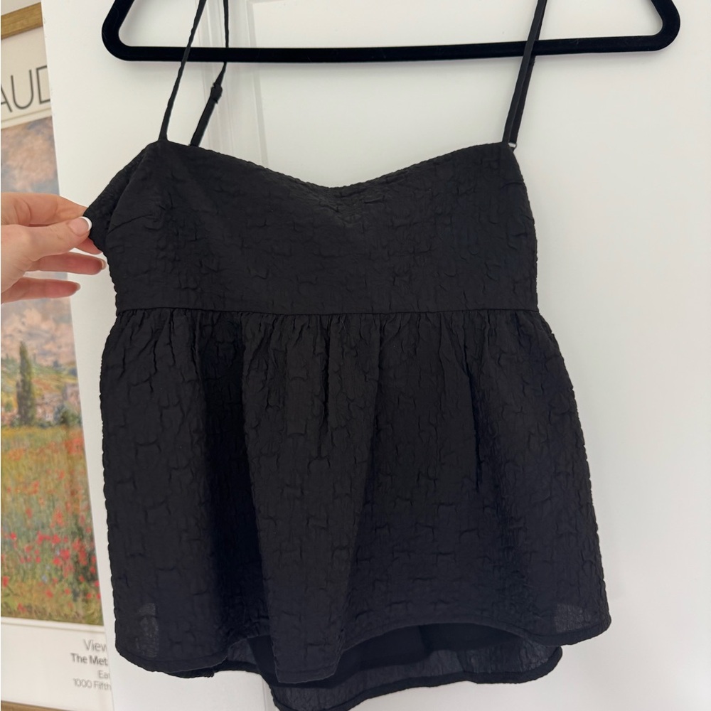 Astr Black Textured Tank Top
